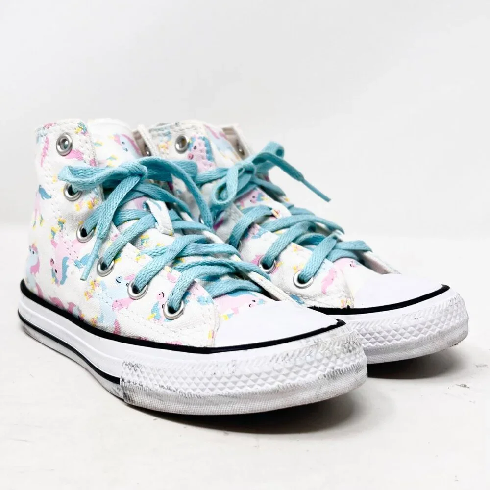 Girls Converse All Star High Top Sneakers‎ White/Multi Unicorns Size 12